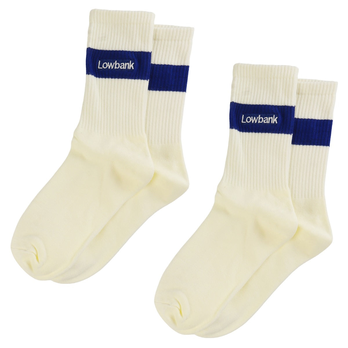 Meias Lowbank Essentials Off White & Royal Blue (Pack com 2 Pares)