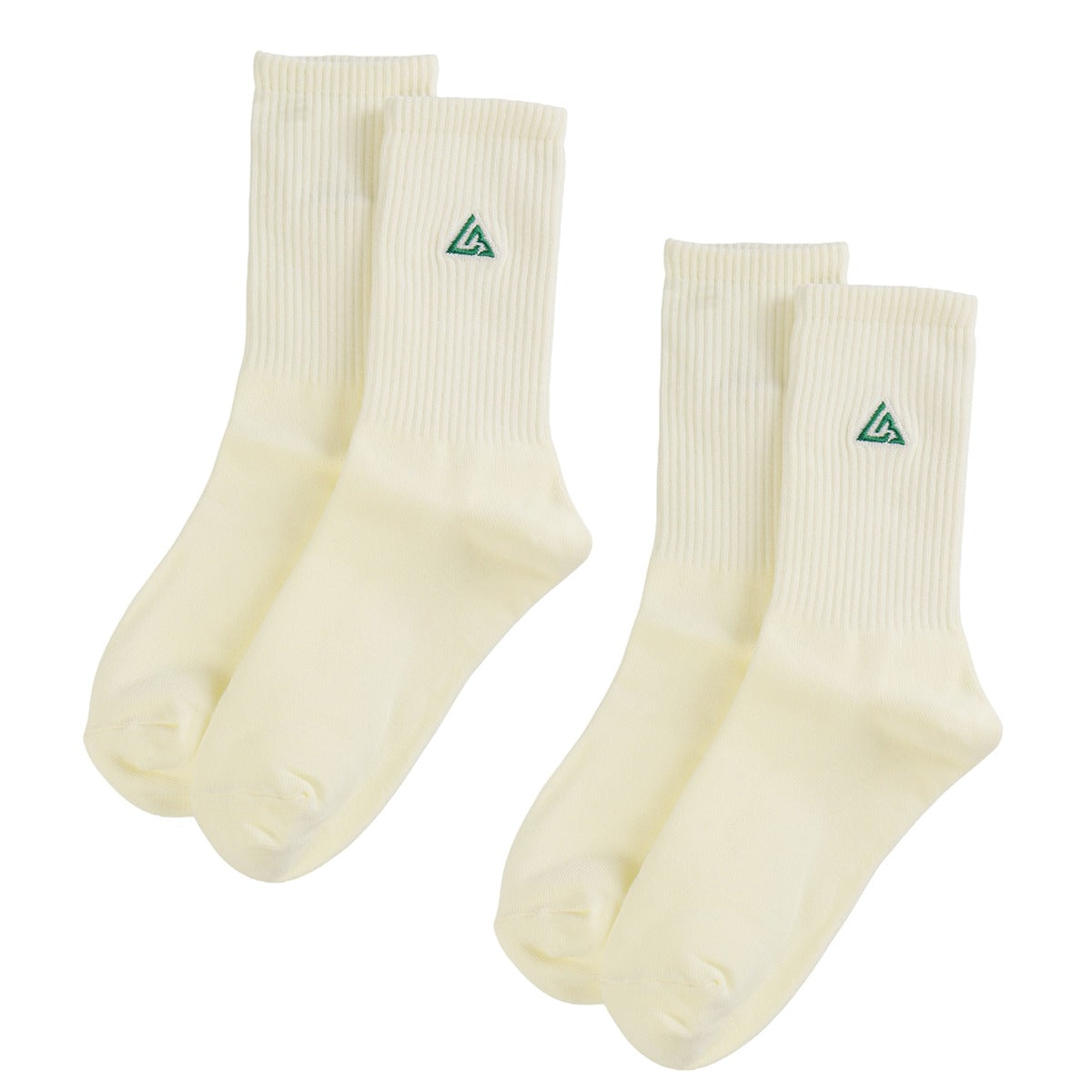 Meias Lowbank Essentials Off-White com Logotipo Verde (Pack com 2 Pares)